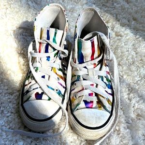 Little girls colorful zebra striped converse!